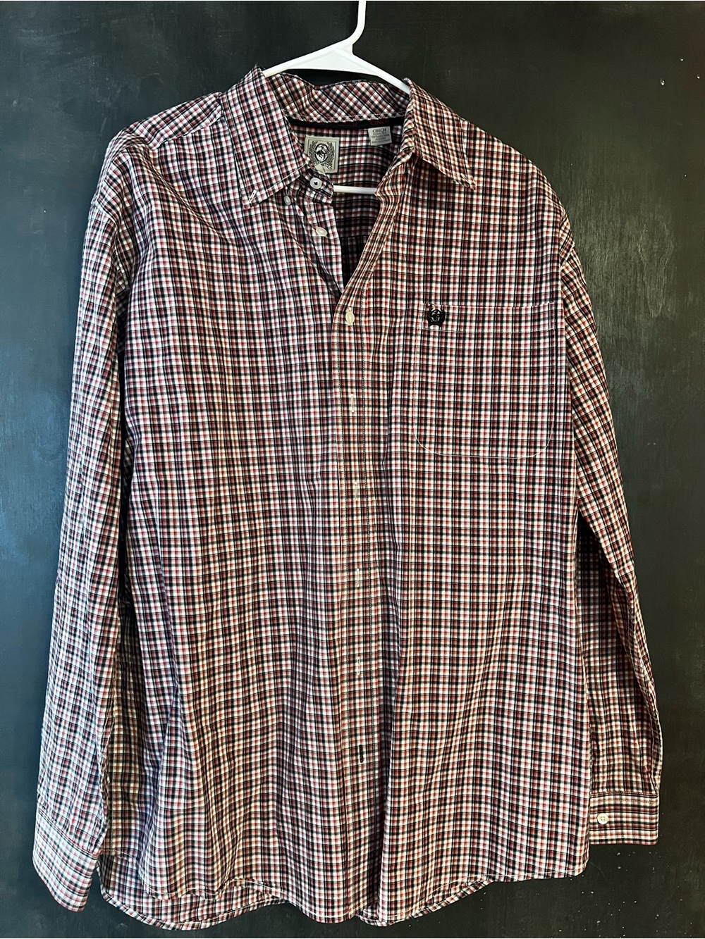 Cinch Men's Red and White Plaid Button-Down Shirt